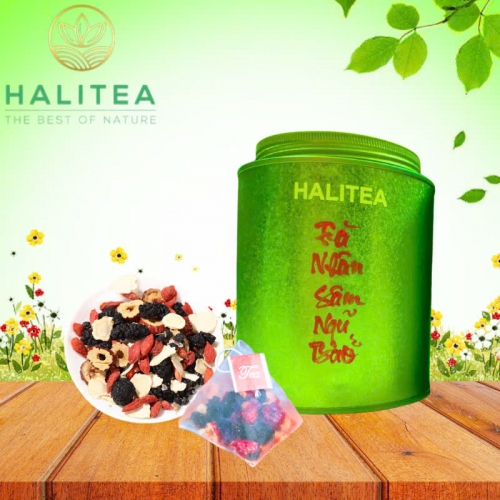 Trà Nhân Sâm Ngũ Bảo HALITEA Túi Tam Giác Hộp Thiếc 150gr/ hộp/ 25 túi 